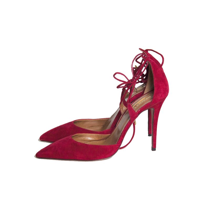 Scarpin-Aquazzura-Matilde-Crisscross-Suede-Vermelho