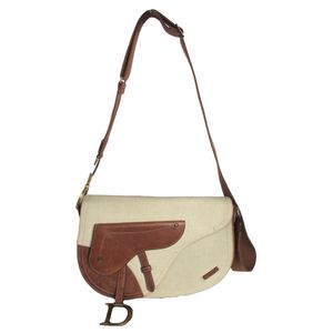 Bolsa Christian Dior Double Saddle Offwhite com Marrom