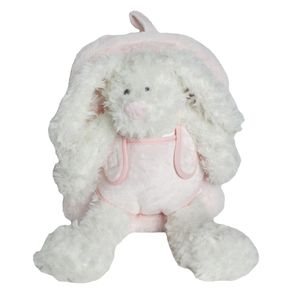 Mochila Rosa com Bicho Pelucia Infantil