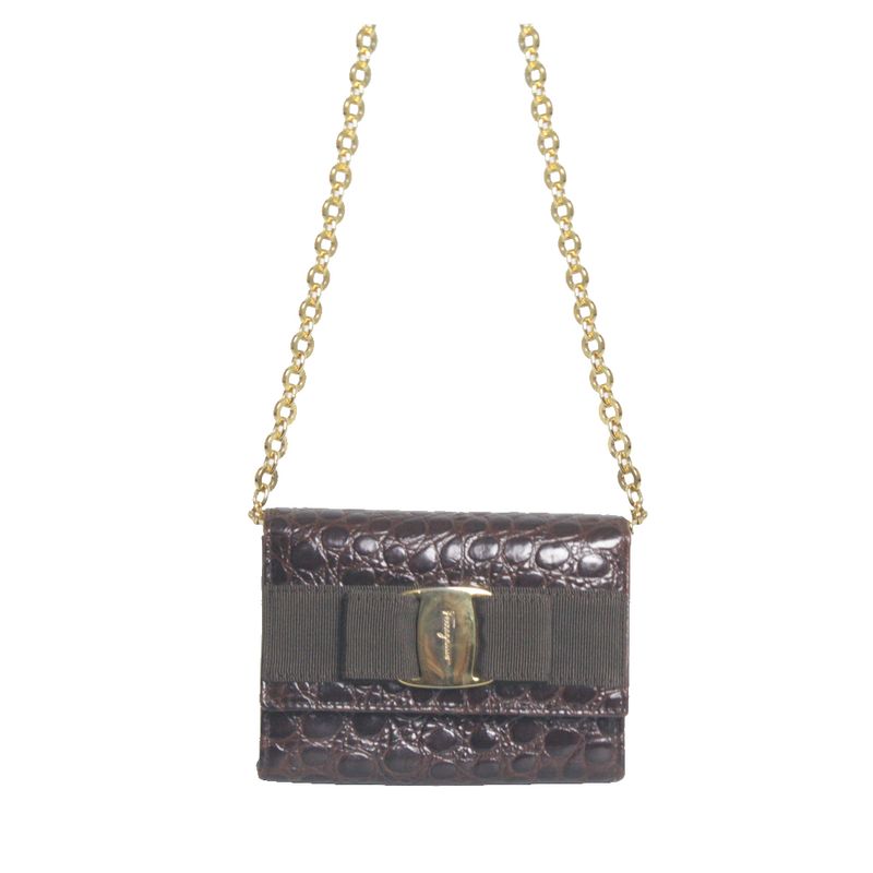 Bolsa-Salvatore-Ferragamo-Vintage-Mini-em-Croco-Marrom