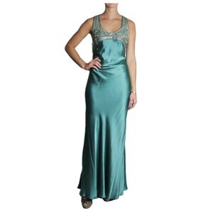 Vestido longo Barbara Bela Turquesa Bordado