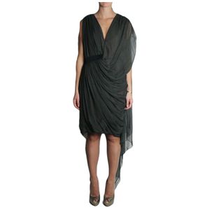 Vestido Lanvin Seda Verde Militar