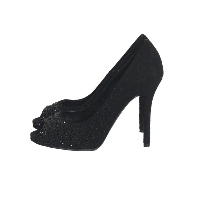 Peep-toe-Dolce-Gabbana-Camurca-Preto-Strass