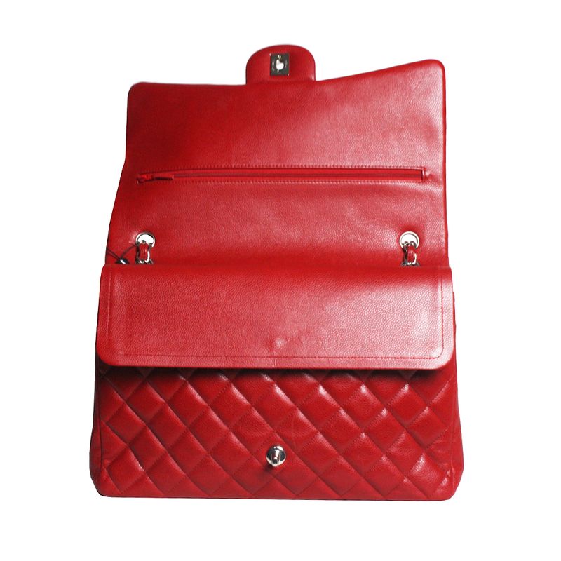 Bolsa-Chanel-Double-Flap-Maxi-Caviar-Red