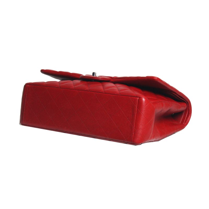 Bolsa-Chanel-Double-Flap-Maxi-Caviar-Red