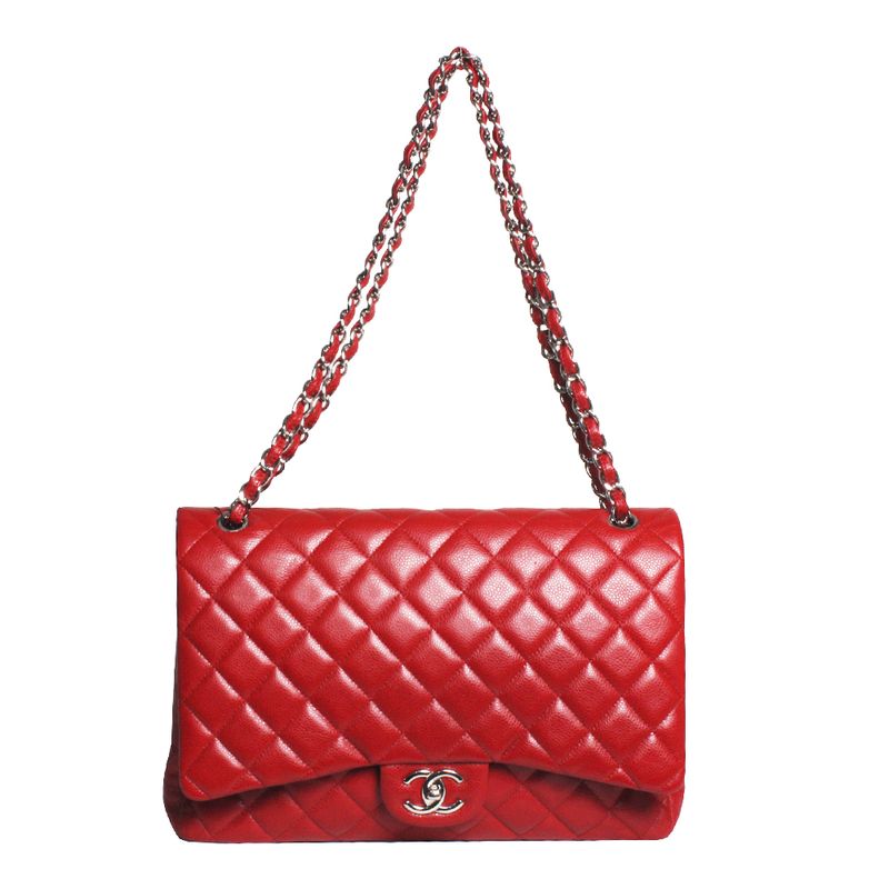 Bolsa-Chanel-Double-Flap-Maxi-Caviar-Red