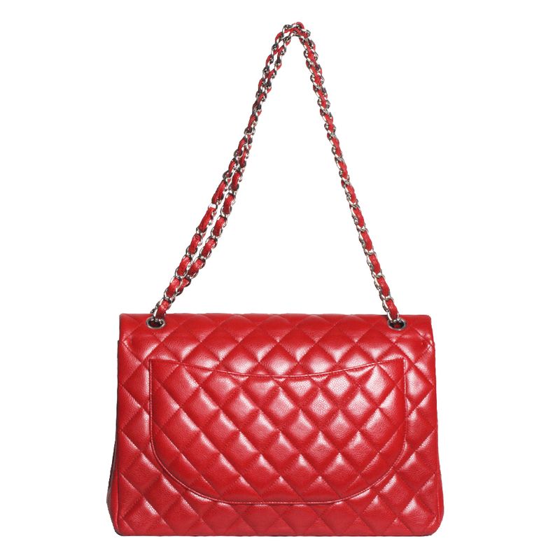 Bolsa-Chanel-Double-Flap-Maxi-Caviar-Red