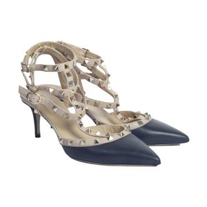 Salto Valentino Rockstud Couro Preto