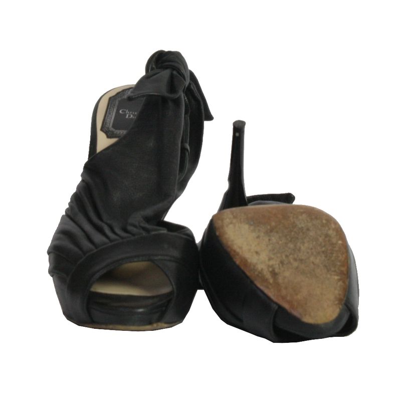 Sandalia-de-Salto-Christian-Dior-Couro-Preto