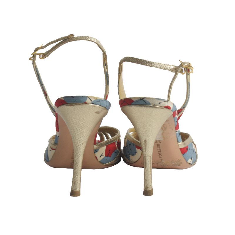Sandalia-de-Salto-Bottega-Veneta-Intrecciato-Dourada