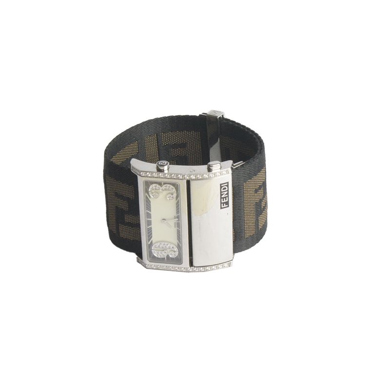 Relogio-Fendi-Tecido-Metal-Prata-Brilhantes