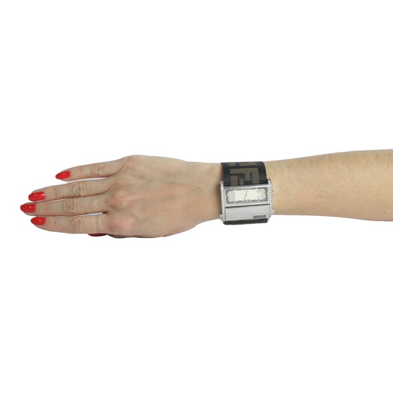 Relogio-Fendi-Tecido-Metal-Prata-Brilhantes