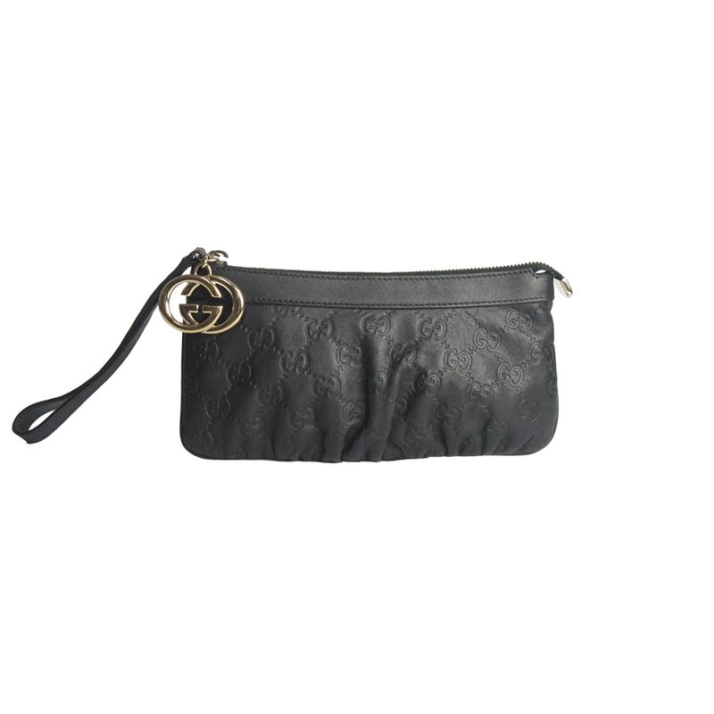 Clutch-Gucci-Micro-Guccissima-Couro-Preto-Wristlet