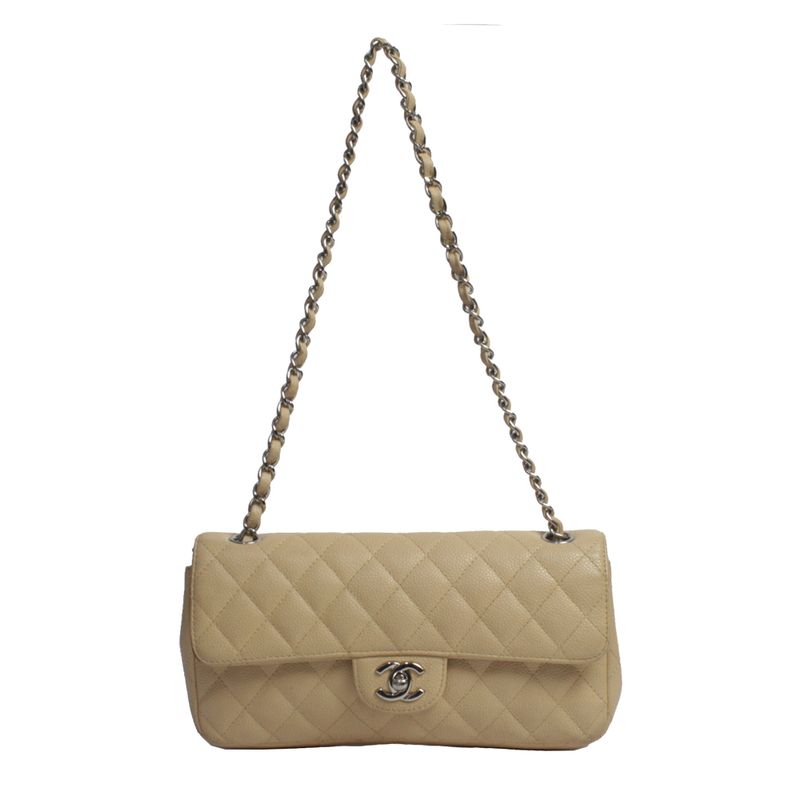 Bolsa-Chanel-Couro-Caviar-Bege