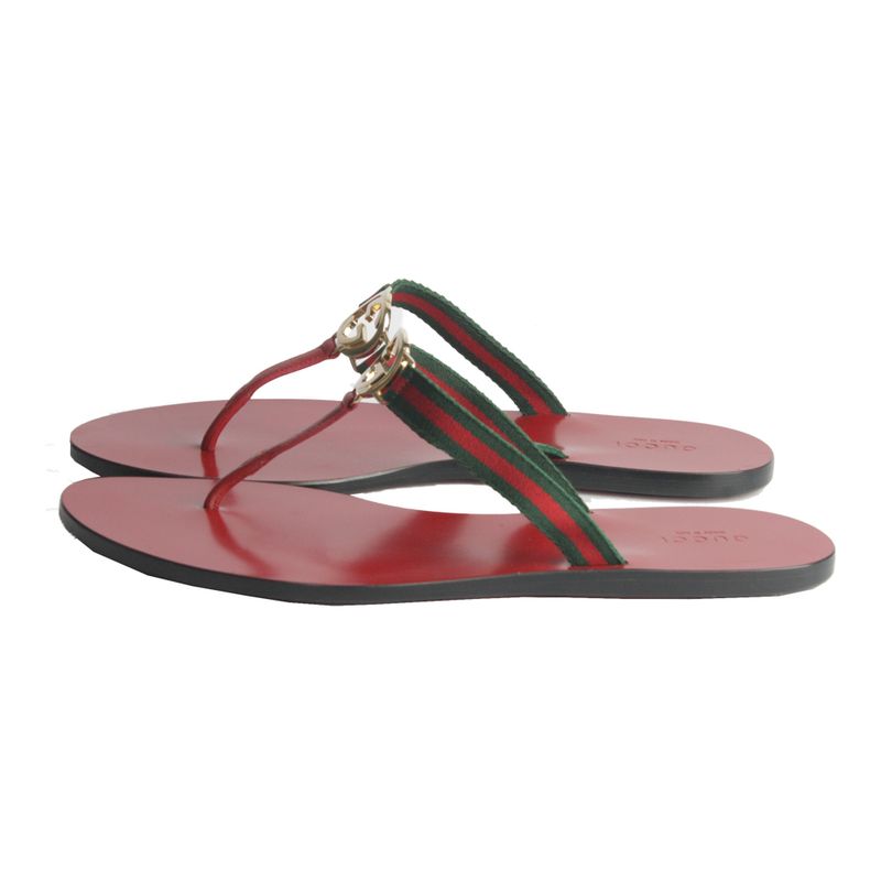 Sandalia-Flat-Gucci-Sola-Vermelha