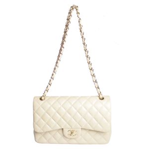 Bolsa Chanel Double Flap Jumbo Lambskin Nude