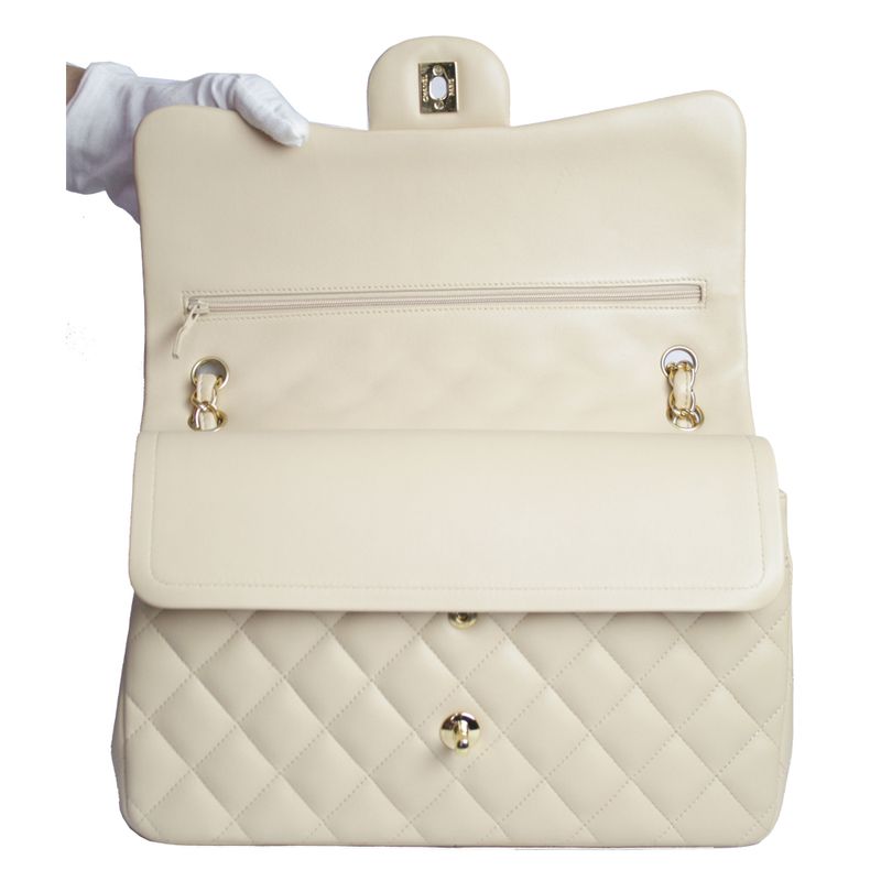 Bolsa-Chanel-Double-Flap-Jumbo-Lambskin-Nude