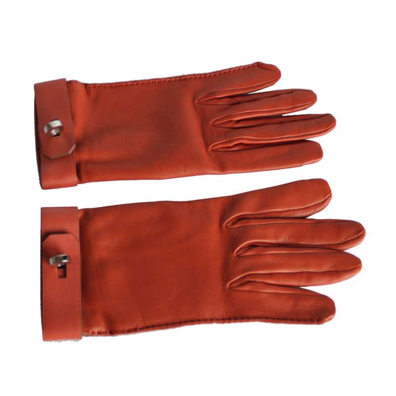 Par-de-Luvas-Hermes-Soya-Lambskin-Laranja