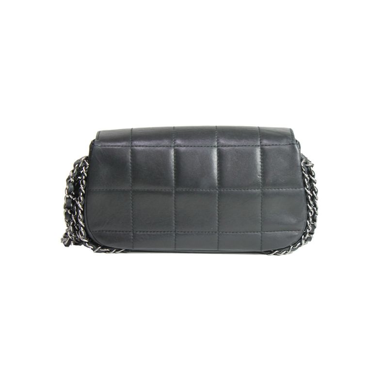 Bolsa-Chanel-Couro-Lambskin-Preta-Alca-Correntes-Chumbo