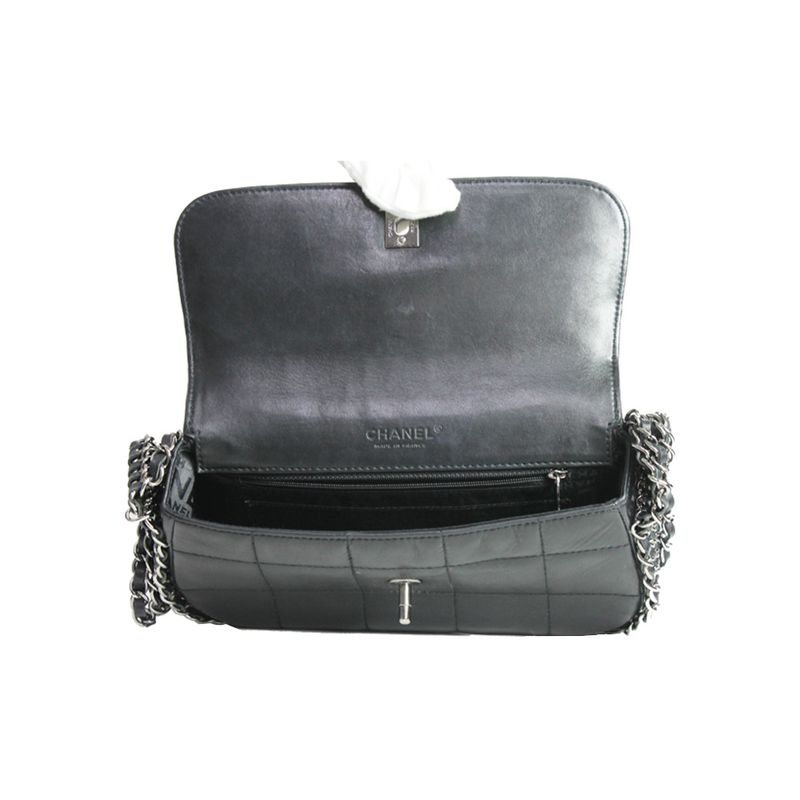 Bolsa-Chanel-Couro-Lambskin-Preta-Alca-Correntes-Chumbo