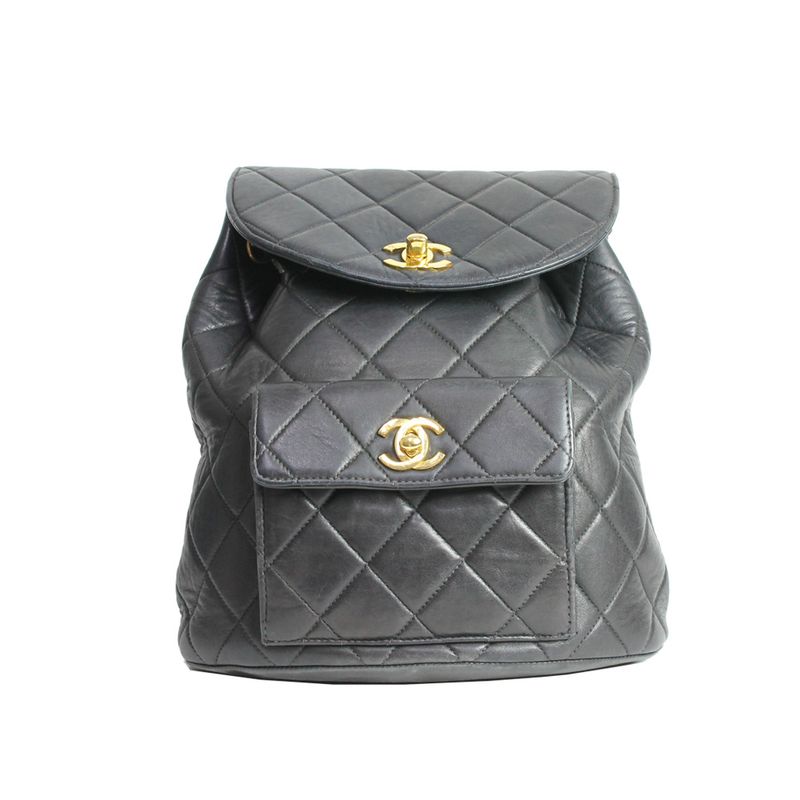 Mochila-Chanel-Vintage-Quilted-Couro-Preto-Alca-Corrente
