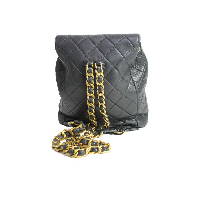 Mochila-Chanel-Vintage-Quilted-Couro-Preto-Alca-Corrente