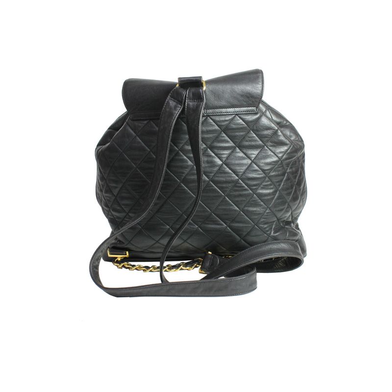 Mochila-Chanel-Vintage-Quilted-Couro-Preto-M