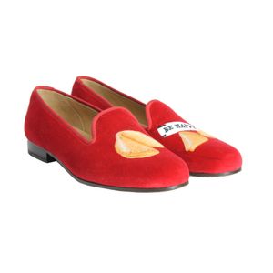 Slipper Stubbs and Wootoon Veludo Vermelho com Bordado