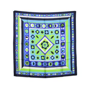 Lenço de Seda Christian Dior Verde e Azul 80x80
