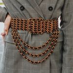 Cinto-Chanel-Vintage-Maxi-Dourado-com-Couro-Lambskin-Preto