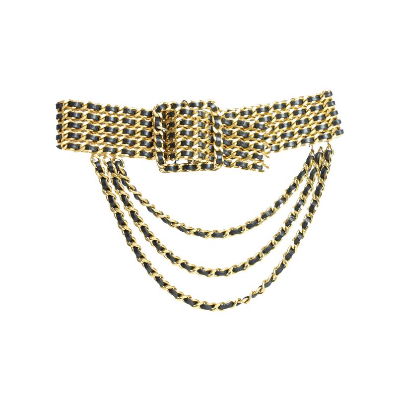60276-Cinto-Chanel-Vintage-Maxi-Dourado-com-Couro-Lambskin-Preto