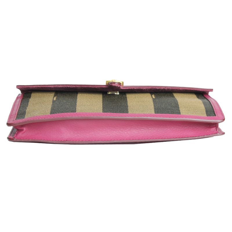 Clutch-Fendi-Trimmed-Pequin-com-Couro-Rosa