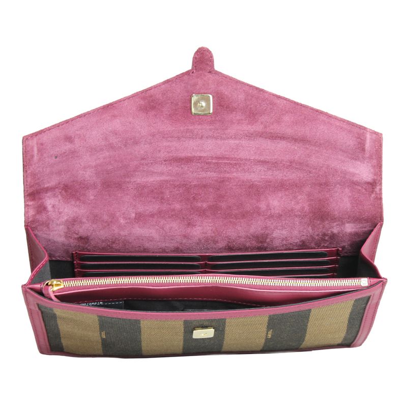 Clutch-Fendi-Trimmed-Pequin-com-Couro-Rosa