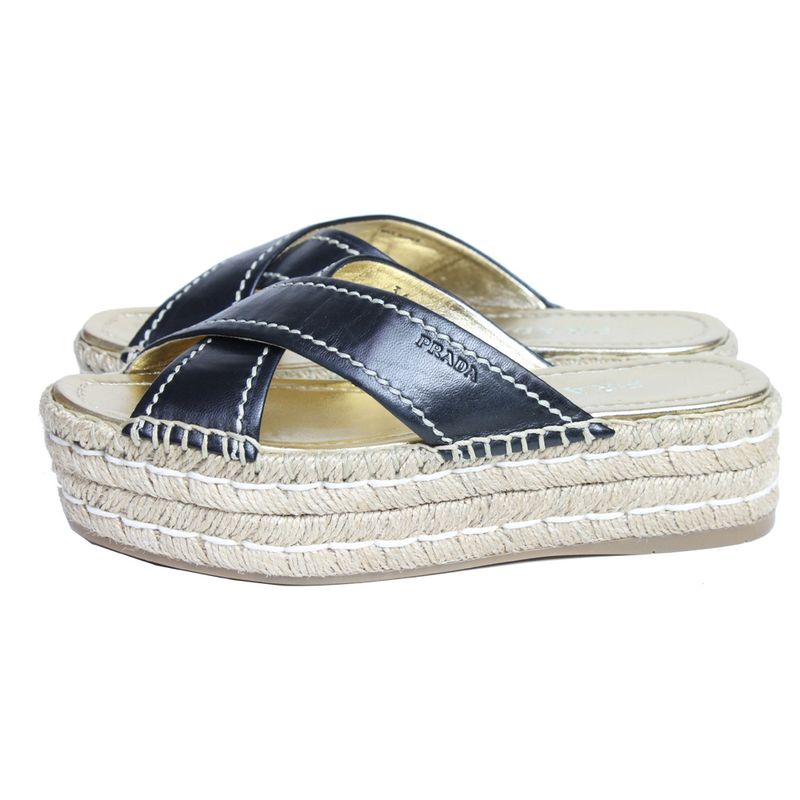 Flatform-Prada-Couro-Preto-com-Sola-de-Palha