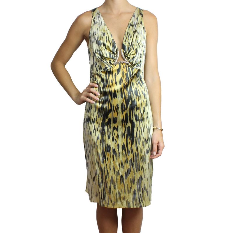 Vestido-Roberto-Cavalli-Seda-Onca