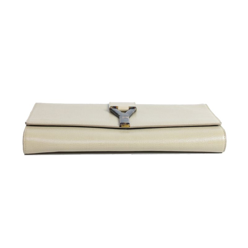 Clutch-Saint-Laurent-Chyc-Flap-Bege-e-Tartaruga