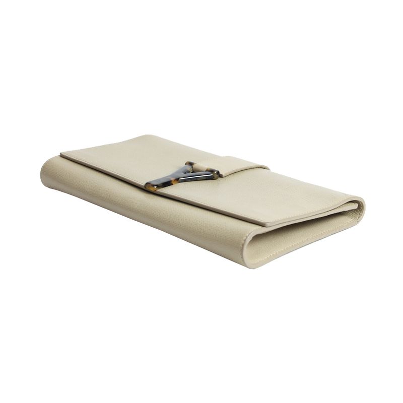 Clutch-Saint-Laurent-Chyc-Flap-Bege-e-Tartaruga