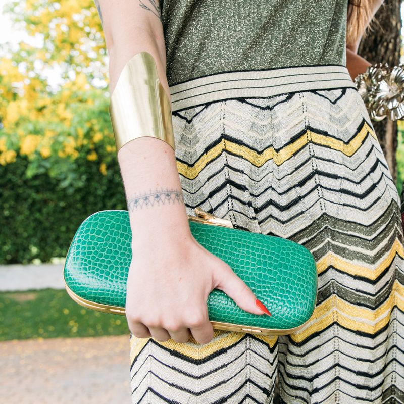 Clutch-Diane-Von-Furstenberg-Verde-Fecho-Galho