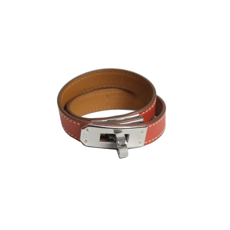 Bracelete-Hermes-Kelly-Double-Tour-em-Couro-Swift-Coral