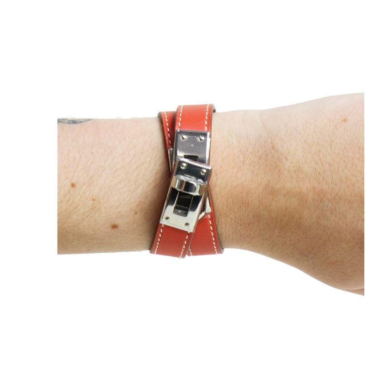 Bracelete-Hermes-Kelly-Double-Tour-em-Couro-Swift-Coral