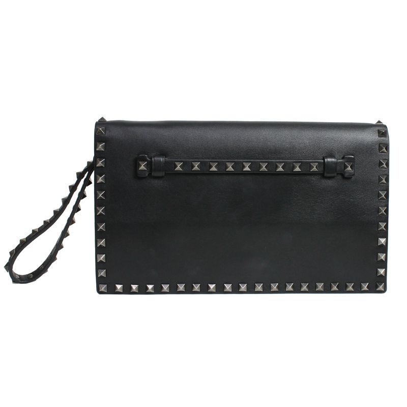 Clutch-Valentino-Rockstud-Couro-Preta