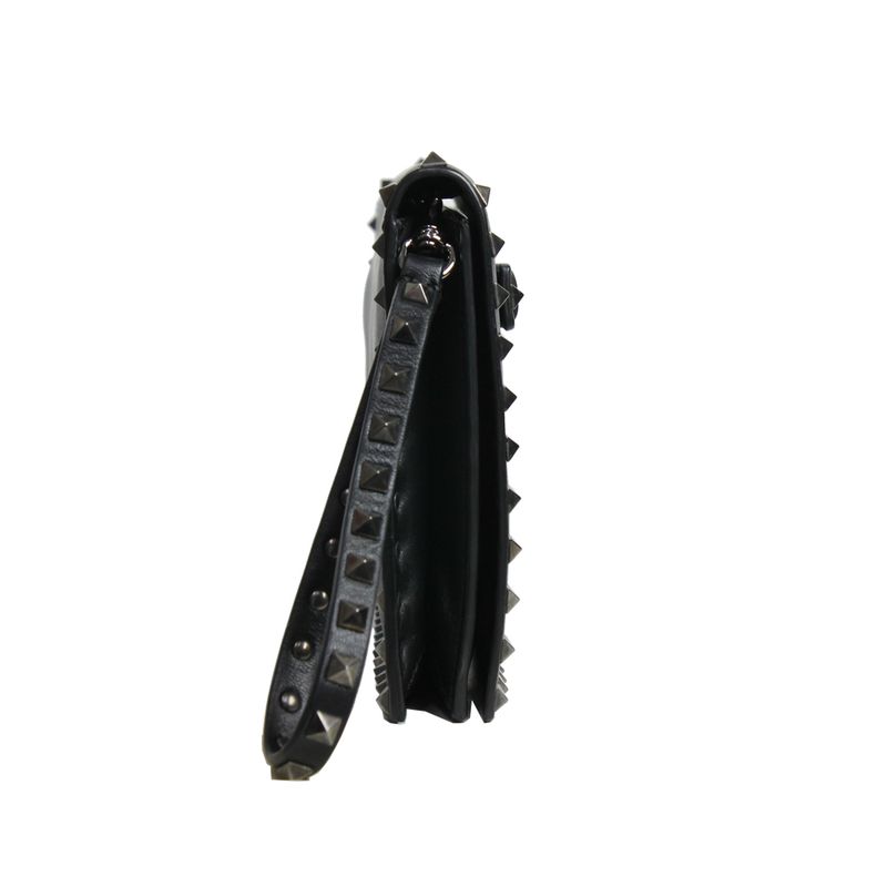 Clutch-Valentino-Rockstud-Couro-Preta