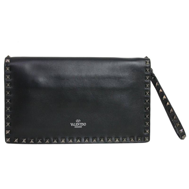 Clutch-Valentino-Rockstud-Couro-Preta