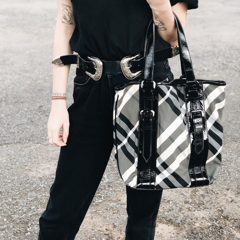 Bolsa-Burberry-Smoked-Check-Nylon