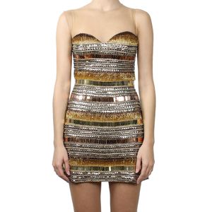 Vestido PatBo Curto Pedrarias Dourado