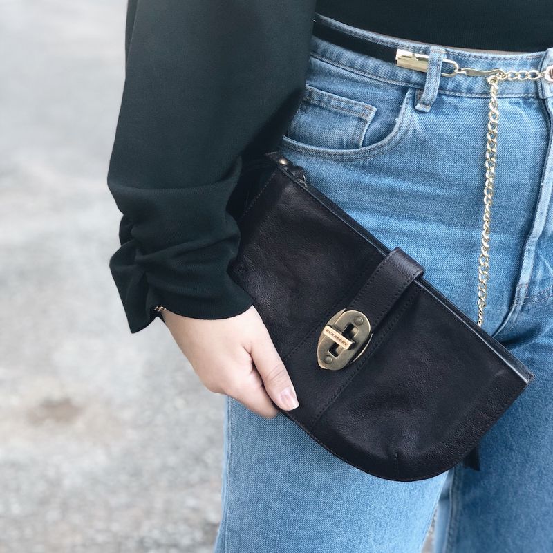 Clutch-Burberry-Brown-Leather