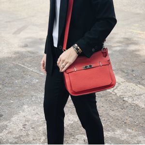 Bolsa Hermes Jypsiere 28 Couro Clemence Rouge Casaque