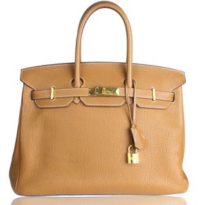 Bolsa Hermes Birkin 35 Couro Clemence Caramelo