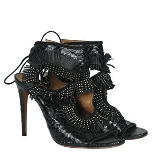 Sandália Aquazzura Sexy Thing Python Preta