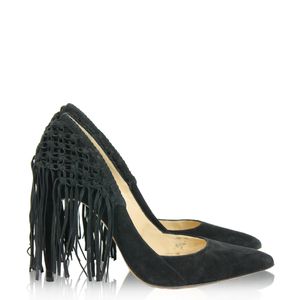 Scarpin Alexandre Birman Franjas Camurça Preto